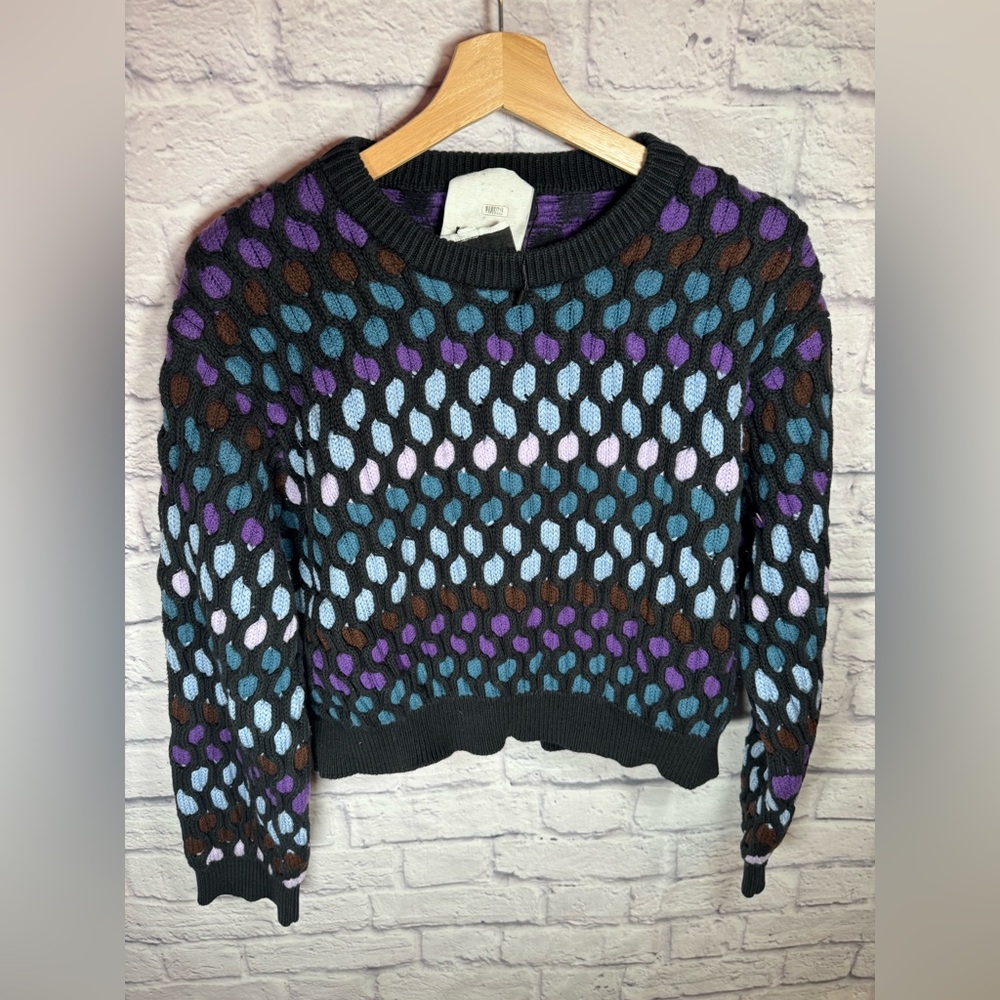 Koche Cropped Polka Dot Sweater Womens size large‎ FLAWED